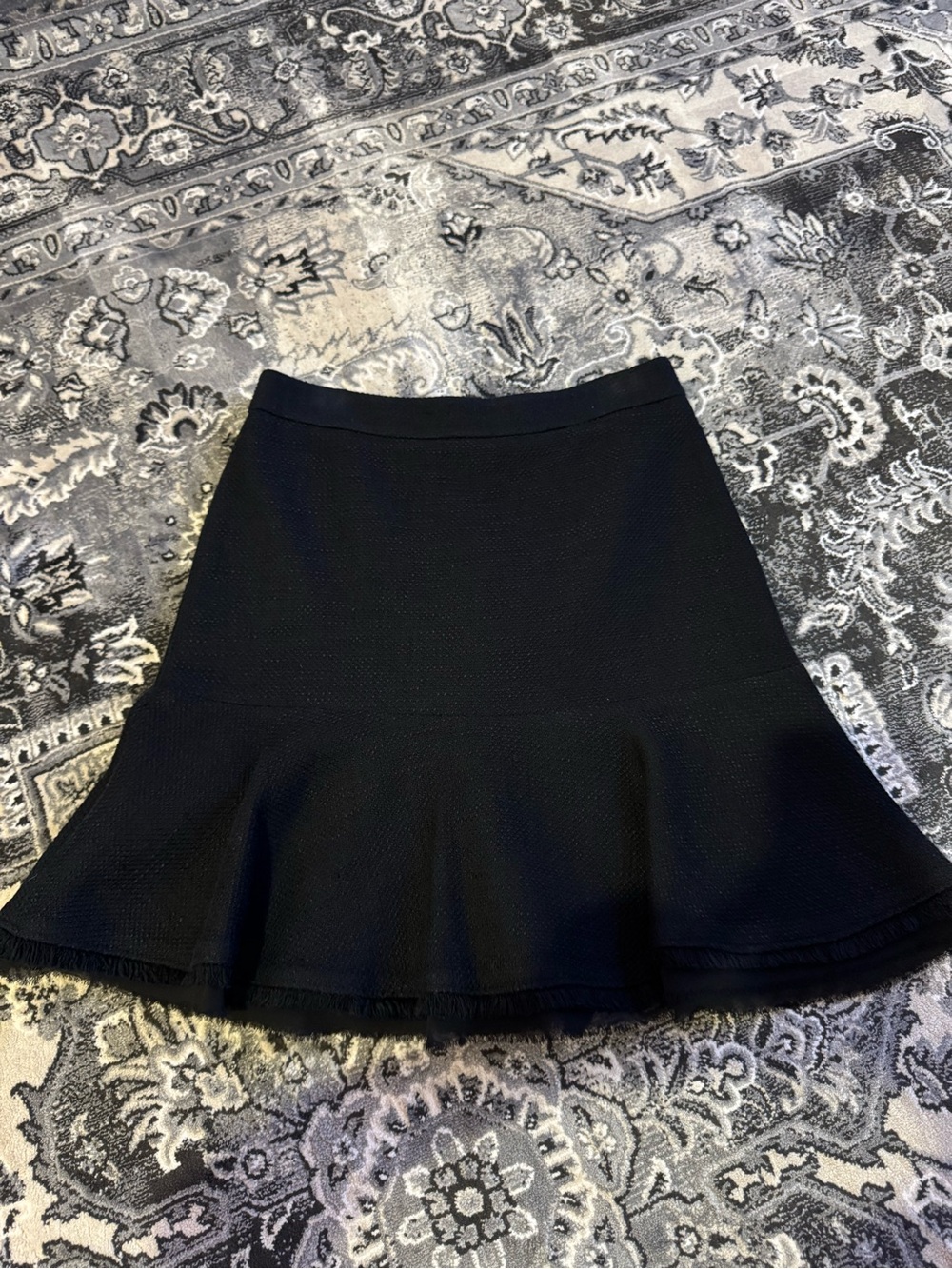Ann Taylor Black Tweed Flounce Hem Skirt